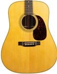Martin D-28 Dreadnought Satin Acoustic Guitar with Hardshell Case Natural Body Angled View